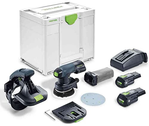 Festool Akku-Kantenschleifer ES-ETSC 125 3,0 I-Plus (mit Ansetzhilfe, Akkupacks Schnellladegerät, Schleifteller, Longlife-Staubfangbeutel, Innensechskantschlüssel), im Systainer