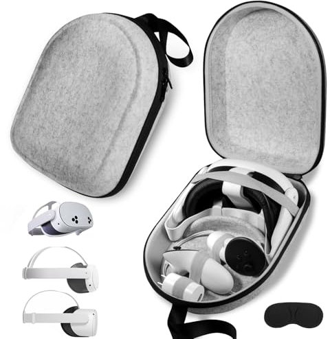 BnLnHOGVR Carrying Case Compatible with Oculus Meta Quest 3S/Quest 3/Quest 2, Apple Vision Pro VR Headsets Original Head Strap and Controller Accessories, Hard Shell Bag for Travel and Storage