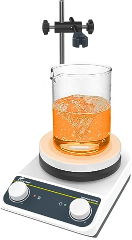 LAB FISH Agitateur Magnétique Chauffant 260°C 200-1500RPM 3L Rond | Chauffage uniforme, revêtement céramique, moteur sans balais, commande à molette, protection surchauffe, design compact
