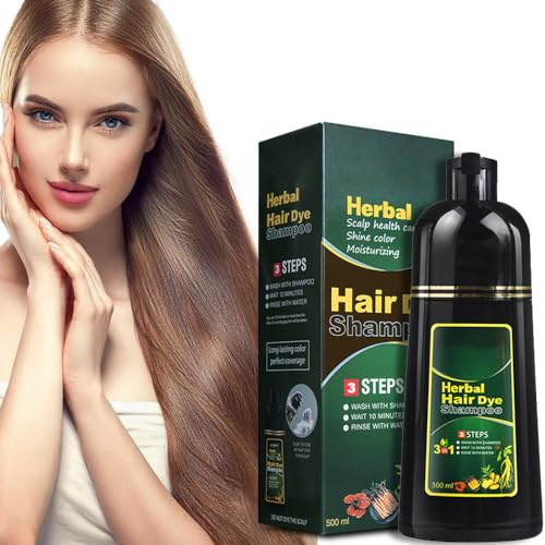 Natürliches Kräutershampoo zum Färben der Haare in 10 Minuten, Färbeshampoo für Schwarzes Haar, Mehrfarbiges Haarfärbemittel für Männer und Frauen, 500ml (Coffee)