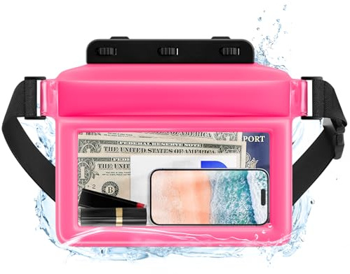 JOTO Custodia Impermeabile Smartphone, IPX8 Marsupio Borsa Porta Cellulare Impermeabile Mare con Cinturino Regolabile per Mare, Subacqueo, Spiaggia, Barca -Rosa