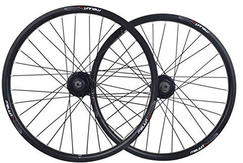 WQZStar 20 Zoll kleines Rad Fahrrad Laufradsatz Scheibenbremse Nabe Felge Vorderrad Hinterrad Schnellspanner 7/8/9/10 Geschwindigkeit Kassette 32 Loch (schwarz 20 Zoll)