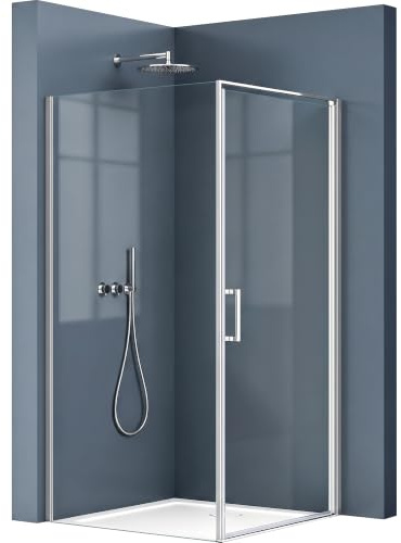 doporro Eck-Duschkabine 70x100x195cm Eckdusche 8mm ESG-Sicherheitsglas | Aluminium in Chrom | Hebe- und Senkmechanismus | Klarglas mit beidseitiger Easy-Clean-Beschichtung | Ravenna36K-Plus