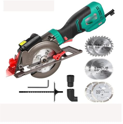 Sierra circular 750W Guía láser Sierra circular eléctrica Sierra 3500RPM Herramienta eléctrica con 6 cuchillas