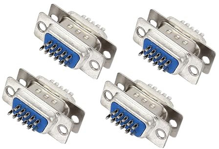 Motoforti Universal 3-Row Male to Female Connector VGA Cable Adapter, Plastic, Silver Tone, 4 Set