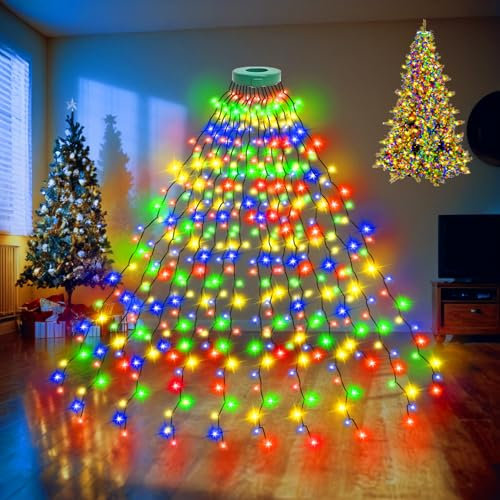 Christmas Tree Lights,Etopgo 2m 16 Strands 400LED Christmas String Lights with Memory Timer for Indoor Outdoor Decoration Waterproof xmas fairy lights 8 Modes