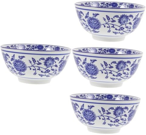 PRETYZOOM 4 Piezas Cuenco De Porcelana Azul y Blanca Cuenco Para Servir Ensaladera De Cerámica Tazón De Fideos De Cerámica Tazón De De Sopa De Frutas Cuenco De Cocina