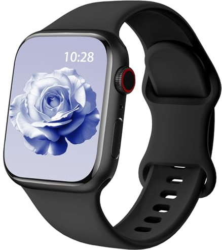 Silicone Sport Strap Compatible with Apple Watch Straps 44mm 45mm 46mm 49mm | Soft and Breathable for Women Men,Waterproof Replacement Bands for iWatch Series 11 10 9 8 7 6 5 4 3 2 1 SE Ultra,Black