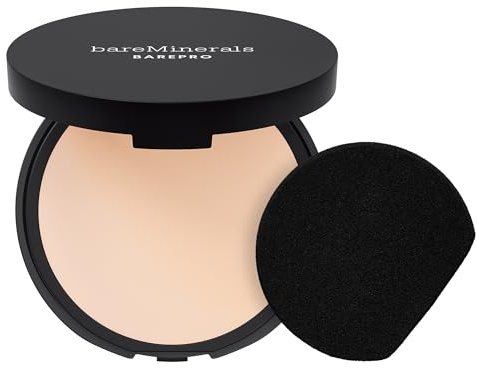 bareMinerals Barepro 24HR Skin-Perfecting Powder Foundation, Matte Pressed Powder Foundation Full Coverage with Plant-Based Squalene, Oil Control, Vegan - Fair 10 Neutral
