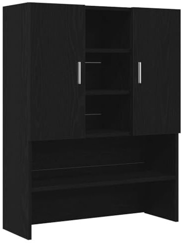 vidaXL Mobile per Lavatrice Rovere Nero 70,5x25,5x90 cm, mobiletto per lavatrice, mobiletto per lavanderia, armadio bagno, mobili per lavatrice