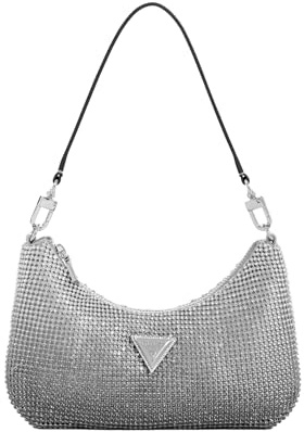 GUESS Zalina Mini Top Zip Shoulder Bag Silver