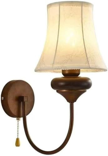 NTALJC lamp Mid-Century Hallway Wall Light Retro Creative Wall Lamp with Pull Cord Country Fabric Wall Sconce Lighting Fixture for Corridor Balcony Aisle Bedroom Bedside Light