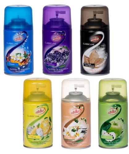 Laro Premium Airline Parfüme Duftspray Classic Line Mix Paket 6/12/24/48/96stk Verschiedene Hochwertige Düfte Nachfüller für Automatische Duftspender 250ml pro Dose, Anzahl:12