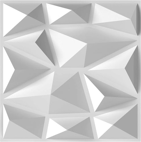 COSTWAY 100 stycken 3D-väggpaneler diamant 30 x 30 cm, väggbeklädnad inomhus, väggdekorationsplattor, takpaneler, PVC, 9 m², för vardagsrum, sovrum (vit)