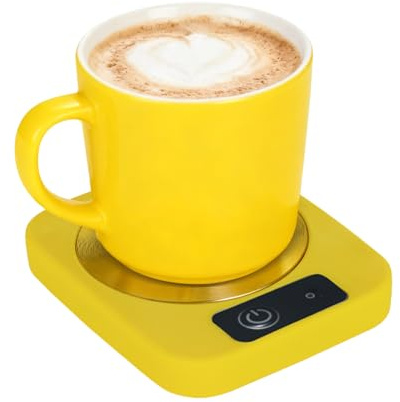 Coffee Mug Warmer, USB Coffee Cup Drink Warmer Coaster, 113°F / 45°C Temperature Control, Coffee Milk Mug Warmer for Desk Office Home (Yellow)
