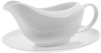 Garneck Jarra de Cerámica Color Blanco con Mango Ergonómico y Diseño Antigoteo, Recipiente para Salsa Adecuado para Navidad y Acción de Gracias