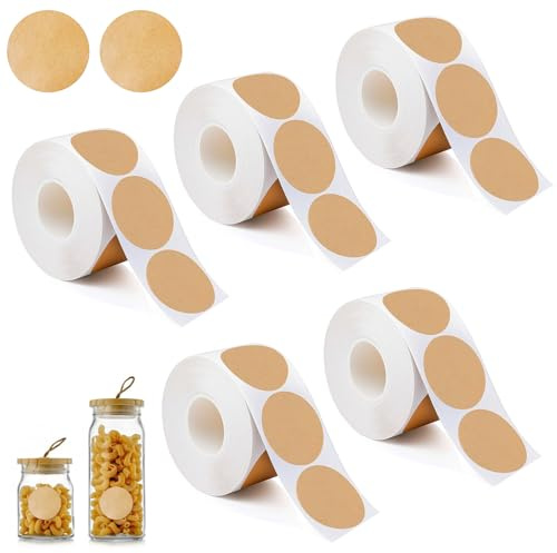 2000 Stück Kraftpapier Aufkleber,25×25mm Etiketten Rund Preisetiketten,Khaki runde aufklebers,Braun Aufkleber Punkte für Büro,Geschäft,Zuhause,Klassenzimmer und Markierung (Kraftpapier Braun)