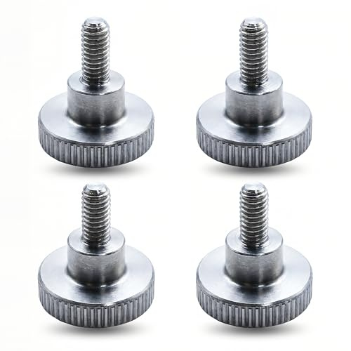 PrecisionGeek – Tornillos moleteados de acero inoxidable AISI 303 M4 x 10 mm – DIN 464 – Diámetro de la cabeza 16 mm – Atornillado manual sin herramientas – 4 unidades – Fabricado en la UE