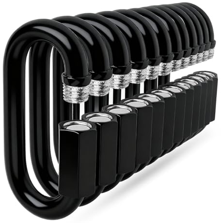 Quick Link - Ekunbuy Heavy Duty Black Chain Link Connector,Screw Lock Oval Clips Electrophoresis Anti-Rust Coating for Secure Outdoor & Indoor Use in Camping, Hammocks,Gym (M5(1.97in, Piece, 12)