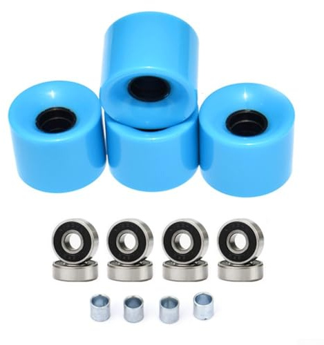Bulevisiter Skateboard-Räder und Longboard-Räder, 60 x 45 mm, 78 A, mit ABEC-9-Kugellagern, Abstandshalter-Set für Profi-Street-Skating, PU-Material für dauerhafte Rolle, Blau