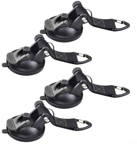 Bulevisiter Saugnapf-Ankerband mit starkem Halt, robuste Zelt-Spannhaken für Auto, Markise, Camping, Reisen, Rot und Schwarz, Set (10 kg), 4 Stück