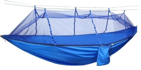 Tragbare Camping-Hängematte mit Moskitonetz, atmungsaktive Baumwolle, Reisehängematte für Outdoor-Entspannung, leichte Einzelhängematte für Wandern und Rucksackreisen