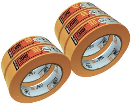 Zulu Precision Yellow Masking Tape for Painters 25mm x 50m - Multi Surface Adhesive Painters Tape - Waterproof, UV Resistant, Indoor & Outdoor - Up to 6mth Removal | (5 Pack)