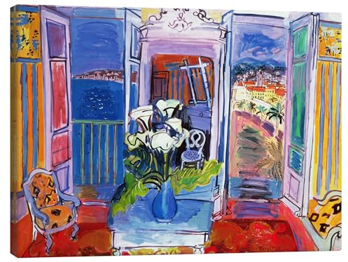 Posterlounge Interieur mit offenen Fenstern, 1928 Leinwandbild | 90 x 70 cm von Raoul Dufy Bunt Wandbilder Wanddeko