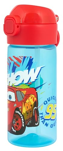 Disney Polar Gear, Borraccia in polipropilene con coperchio pop-up e cannuccia, 420 ml, con Lightening McQueen, età 48+ mesi