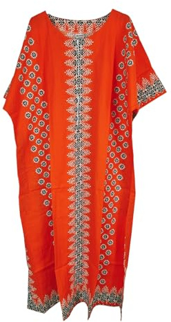 Kiran Fashion New Ladies 100% Cotton Maxi Kaftan Dress Summer Ethnic African Print Beach Cover One Size