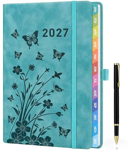 Terminplaner 2027 A5 Türkis – Buchkalender 2027 A5 1 Woche 2 Seiten, Kalender 2027 Buchkalender, Wochenplaner 2027, Agenda 2027, Hardcover, 100gsm Papier