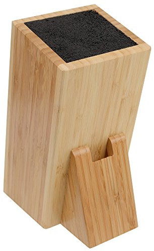 GRÄWE Universal-Messerblock aus Bambus mit Borsten-Einsatz und Scheren-Schlitz, eckig, 24 × 11 × 17 cm, ohne Messer