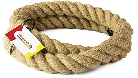 DQ-PP – 25m JUTESEIL 50mm – Naturfasern Absperrseil Jute gedreht Tauziehen