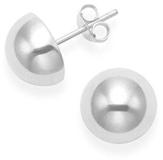 Heather Needham Sterling Silver Ball stud earrings - Large - flat back ball stud earrings - Size: 10mm Silver Half ball Earrings. Gift boxed 5296/B41HN