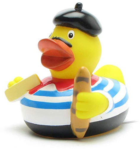 Duckshop I Badeente Frankreich I Quietscheente France I L: 7,5 cm I inkl. Quietscheentchen-Schlüsselanhänger im Set I Geschenk für Frankreich-Fans I Souvenir