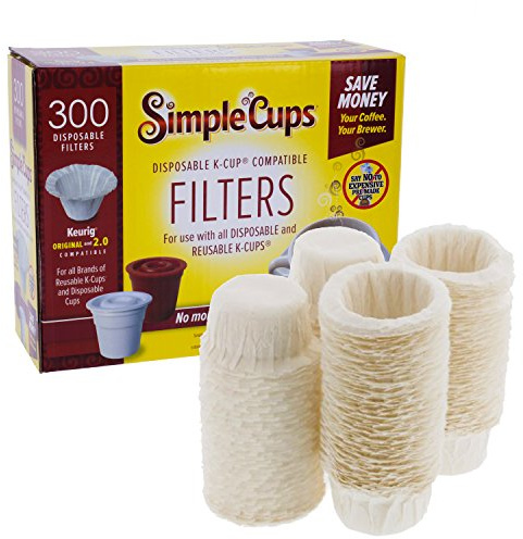 Disposable Paper Coffee Filters 300 Count - Compatible with Keurig, K-Cup machines & other Single Serve Coffee Brewer Reusable K Cups - Use & Make Your Own Pods - Works with All Brands, Gift