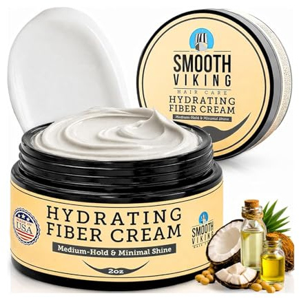 Smooth Viking Hydrating Fiber Cream for Men - Hair Gel with Flexible Styling, 2oz - Improves Hair Health, Natural Scent, Minimal Shine, Dairy-Free - Hair Fiber for Damaged & Thinning Hair