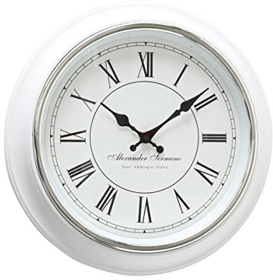 Boltze Wanduhr Yella (ø 40 cm, Uhr im Retro Stil / Vintage, Ziffern römisch, Uhr für Küche / Wohnzimmer / Esszimmer, analoge Uhr) 3453100, Weiß