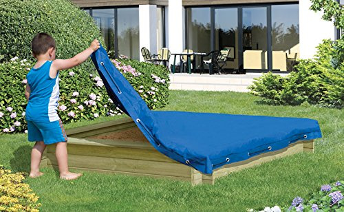 Gartenwelt Riegelsberger Sandkastenabdeckung Blaue Plane für Sandkasten 180x180 cm Abdeckplane Abdeckung