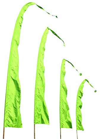 Wetterfeste Bali Fahne 4m | Maigrün | OHNE STANGE | Gartenfahne & Windfahne | Umbul Umbul Boho Deko | Original Flagge aus Bali | Hochwertiges Satin