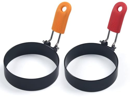 Round Egg Rings Non Stick Stainless Handle EPRHY Fried and Poached Egg and Nonstick Pancake Cooking Rings 2Pcs