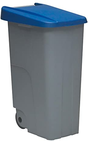 Contenedor de Residuos Reciclo 85L Azul con Tapa Cerrada y Ruedas Grandes – Plástico Resistente, Encajable y Ergonómico, Ideal para Reciclaje Profesional | Denox