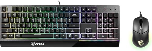 MSI Vigor GK30 Combo US Layout GK30 Gaming Tastatur QWERTY und GM11 Gaming Maus (kabelgebunden, Plunger Switch, schwarz, RGB)
