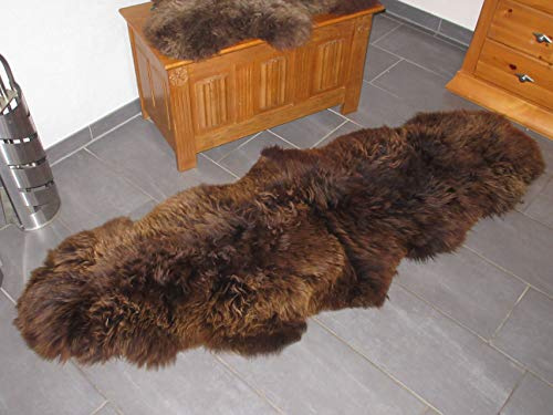 Felltrade echter Natur Öko Schaffellteppich Fellteppich Läufer braun
