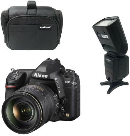 KamKorda Camera Bag + Flash + D780 DSLR Camera + AF-S NIKKOR 24-120mm f/4G ED VR Lens, 24.5MP FX-Format BSI CMOS Sensor, EXPEED 6 Image Processing Engine, UHD 4K Video + 2 Year Warranty