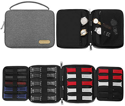 SIMBOOM Organisateur de Bracelet et Montre, Sac Étanche Nylon pour 20 Bracelets et Montres, Épingle, Gris