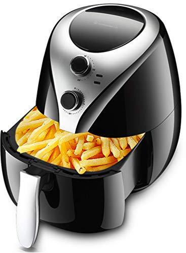 QREZ Friggitrice Ad Aria Alogena, Friggitrice Ad Aria in Vetro Friggitrice Ad Aria Bianca Forno Portatile 5L Friggitrice Ad Aria Calda Senza Olio con Teglia da Forno Accessori Inclusi (1400W) Nero