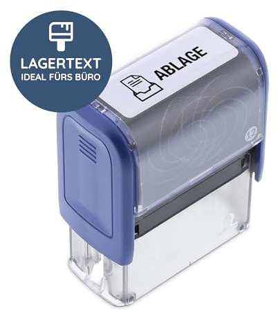 stempel-fabrik ABLAGE Stempel, selbstfärbend, 47x17 mm, 1 Zeile | Lagertextstempel mit festem Text ABLAGE – für Büro & Buchhaltung, sofort einsatzbereit, Kissen austauschbar