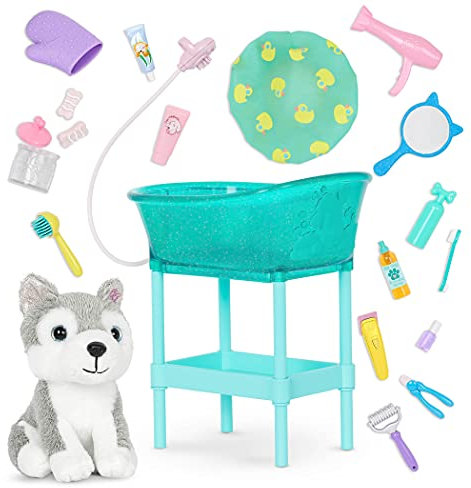 Glitter Girls - Pflegeset für Haustiere & Welpen Puppen - Haustierpflege & Pup Husky Set - Hund Plüsch Stofftier - Spielzeug für Kinder ab 3 Jahren