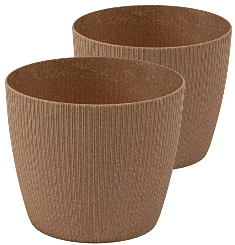 Tymar Blumentopf, 2er-Pack, Runde Form, Übertopf ((2pack) Holz, ø 25,5 cm)